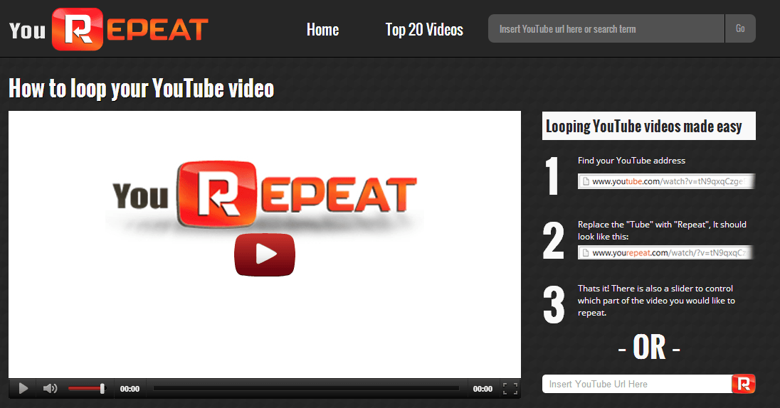 YouTube repeat website 