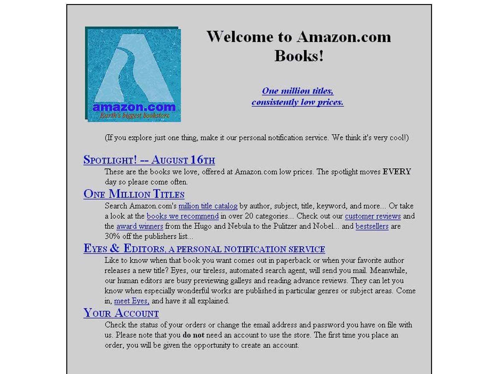 Amazon's first website