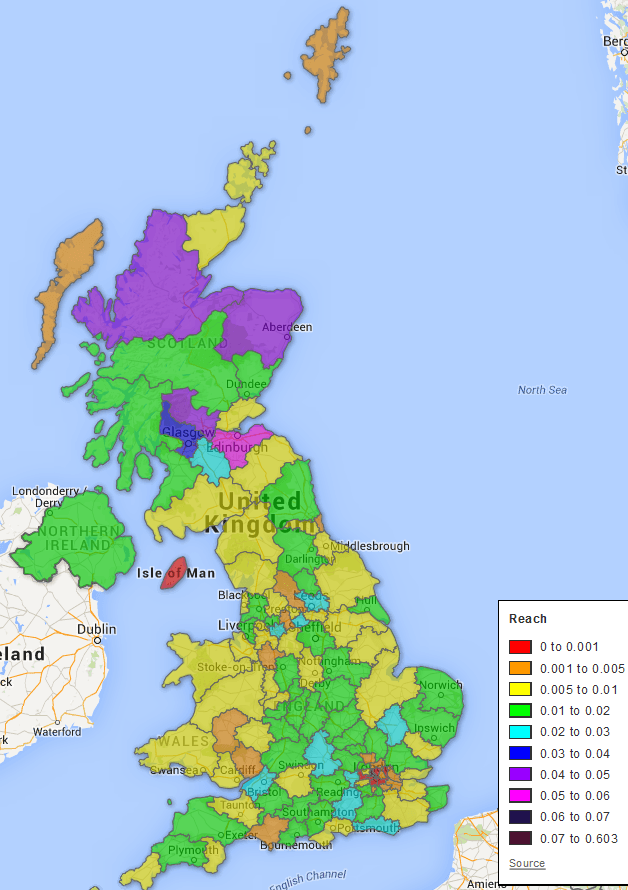 Audience intent demographic information map