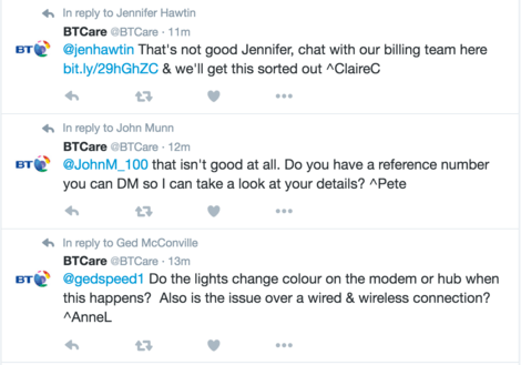 BT's social media customer service