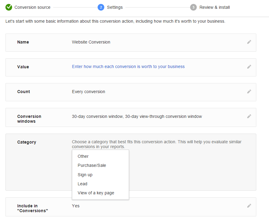 Conversion settings