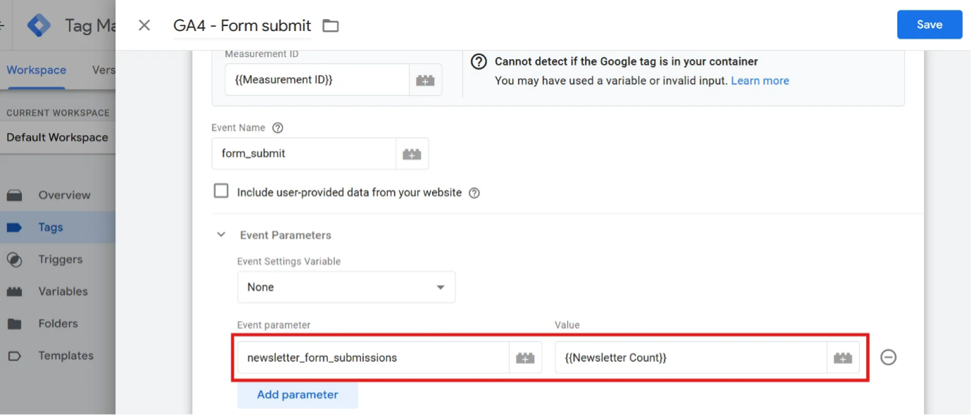 Custom metrics - form submit