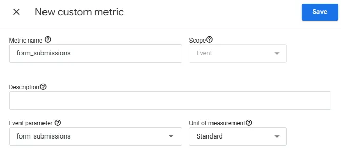 GA4 custom metrics - new custom metric