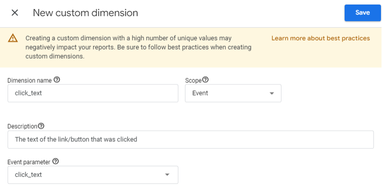 Create your custom GA4 dimensions