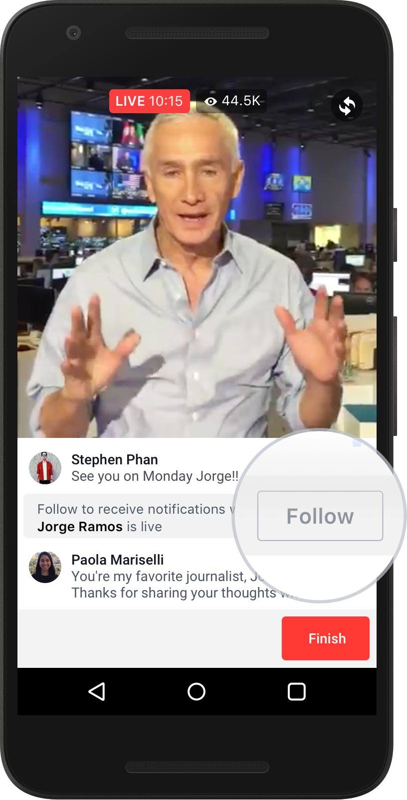  ‘Follow’ button on live video so users can receive notifications when you’re next live