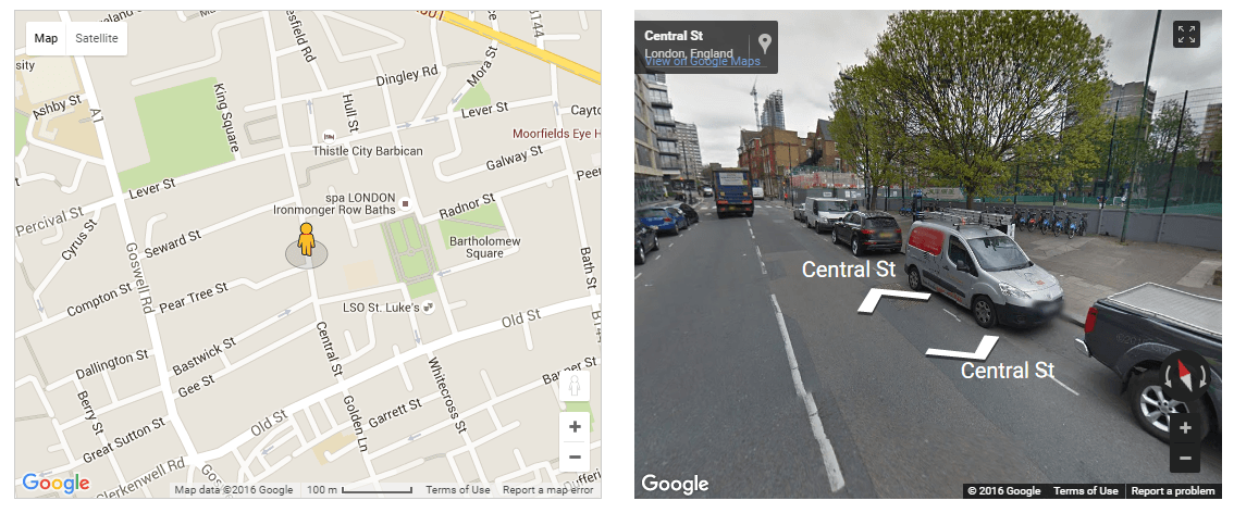 Google Maps view shown in the CMS