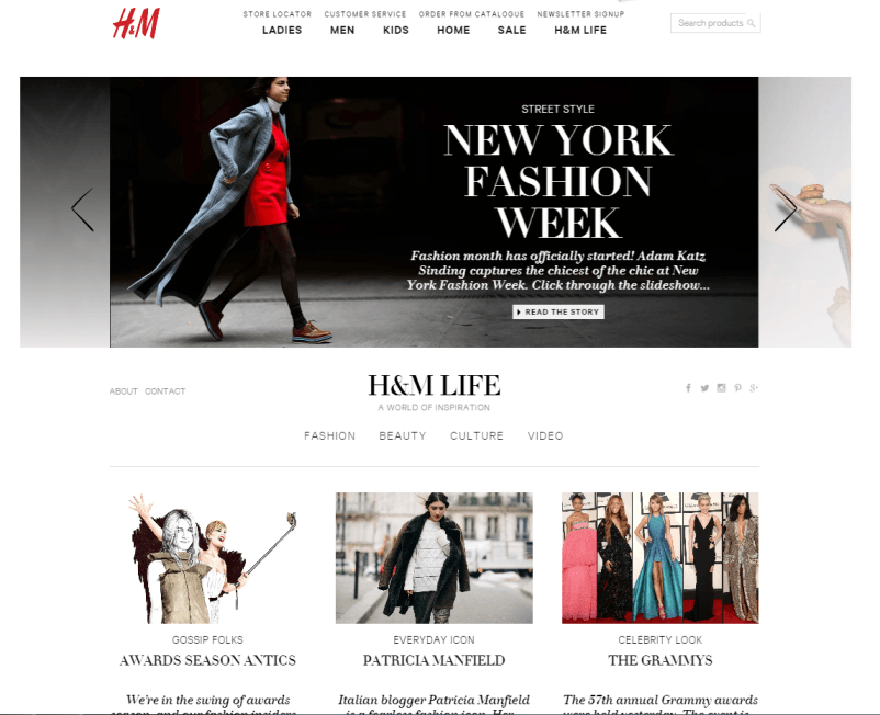 H&M Life content hub screenshot