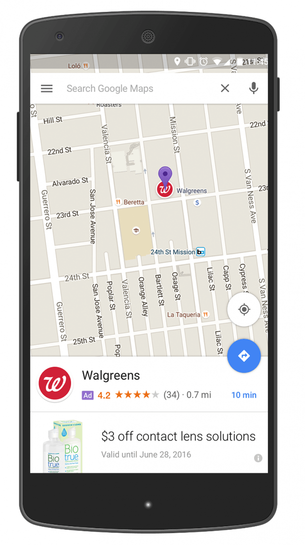 Promoted Pins ad on Google Maps