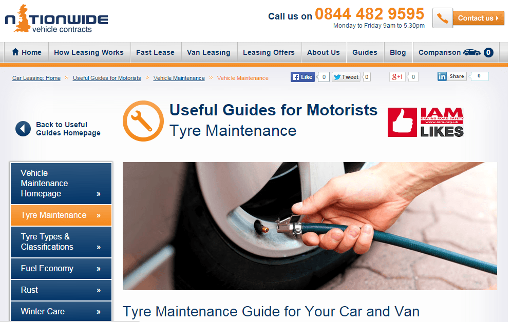 Nationwide Vehicle Contracts’ tyre maintenance guide, featuring the IAM Likes kite mark