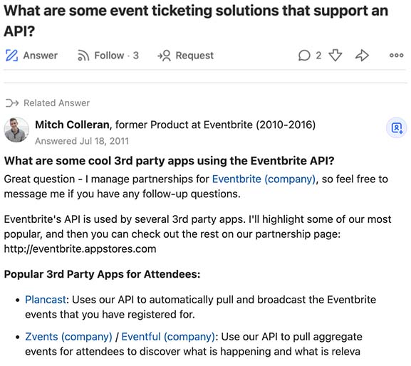 Eventbrite answer