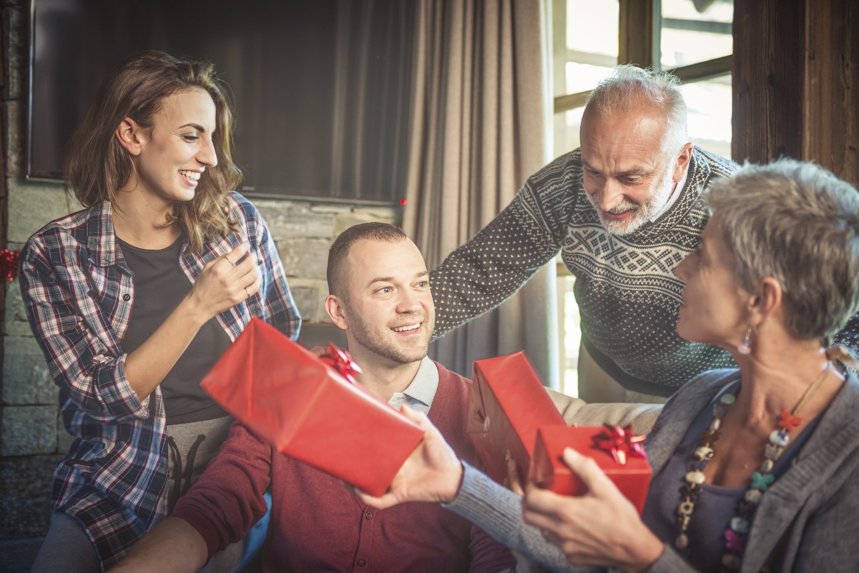 Family giving gifts