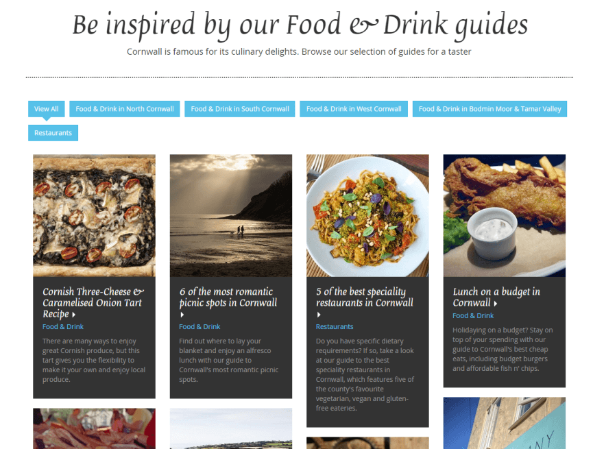 Sykes Cottages Discover Cornwall content hub screenshot