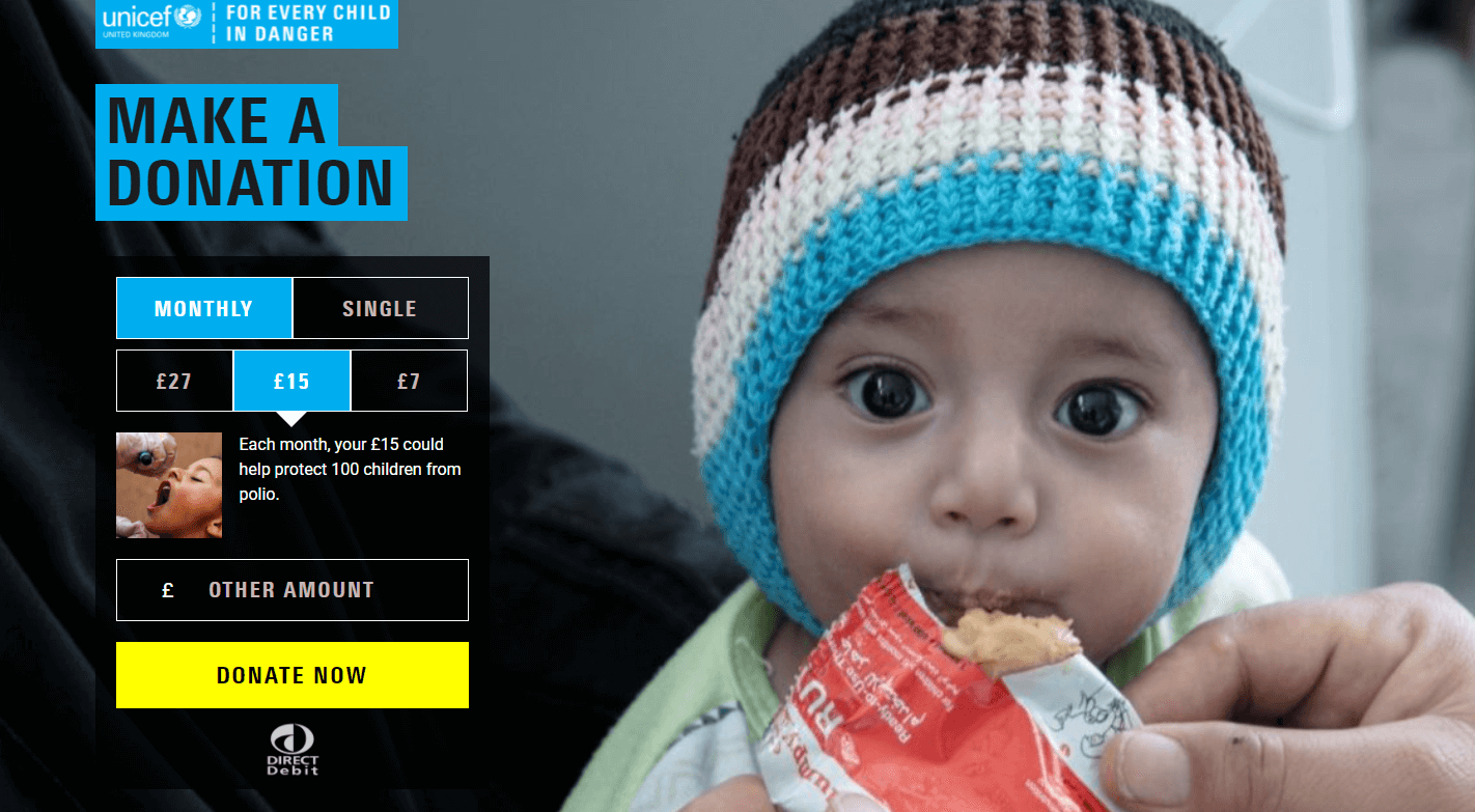 Image of Unicef website