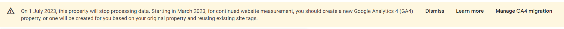 Universal Analytics migration warning