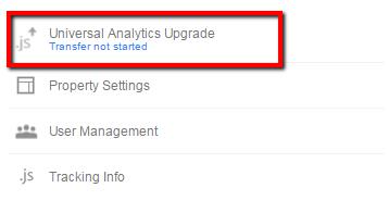 universal analytics transfer not started message