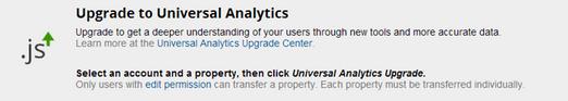 universal analytics upgrade message