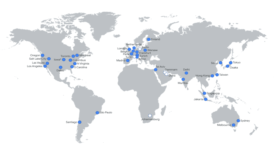 World map of data centres